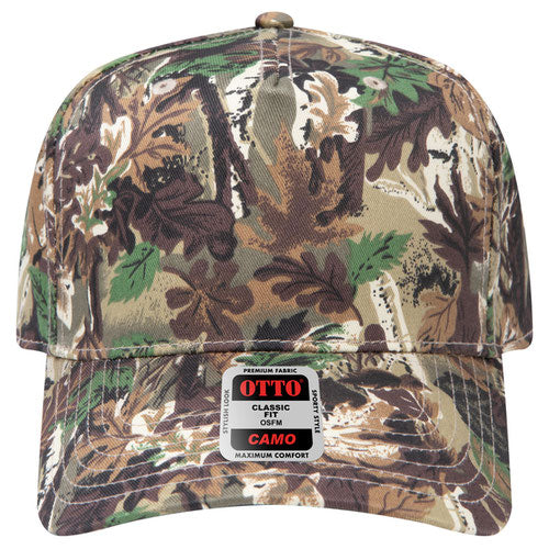 Multi color A-frame snapback hat with custom embroidery, camouflage