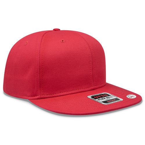 6 panel pro snapback hat with custom embroidery, red