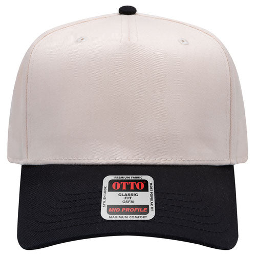 Multi color A-frame snapback hat with custom embroidery, white and black